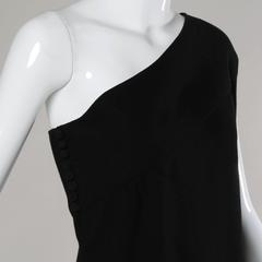 1960s Bill Blass for Maurice Rentner Vintage One-Shoulder Black Cocktail Dress