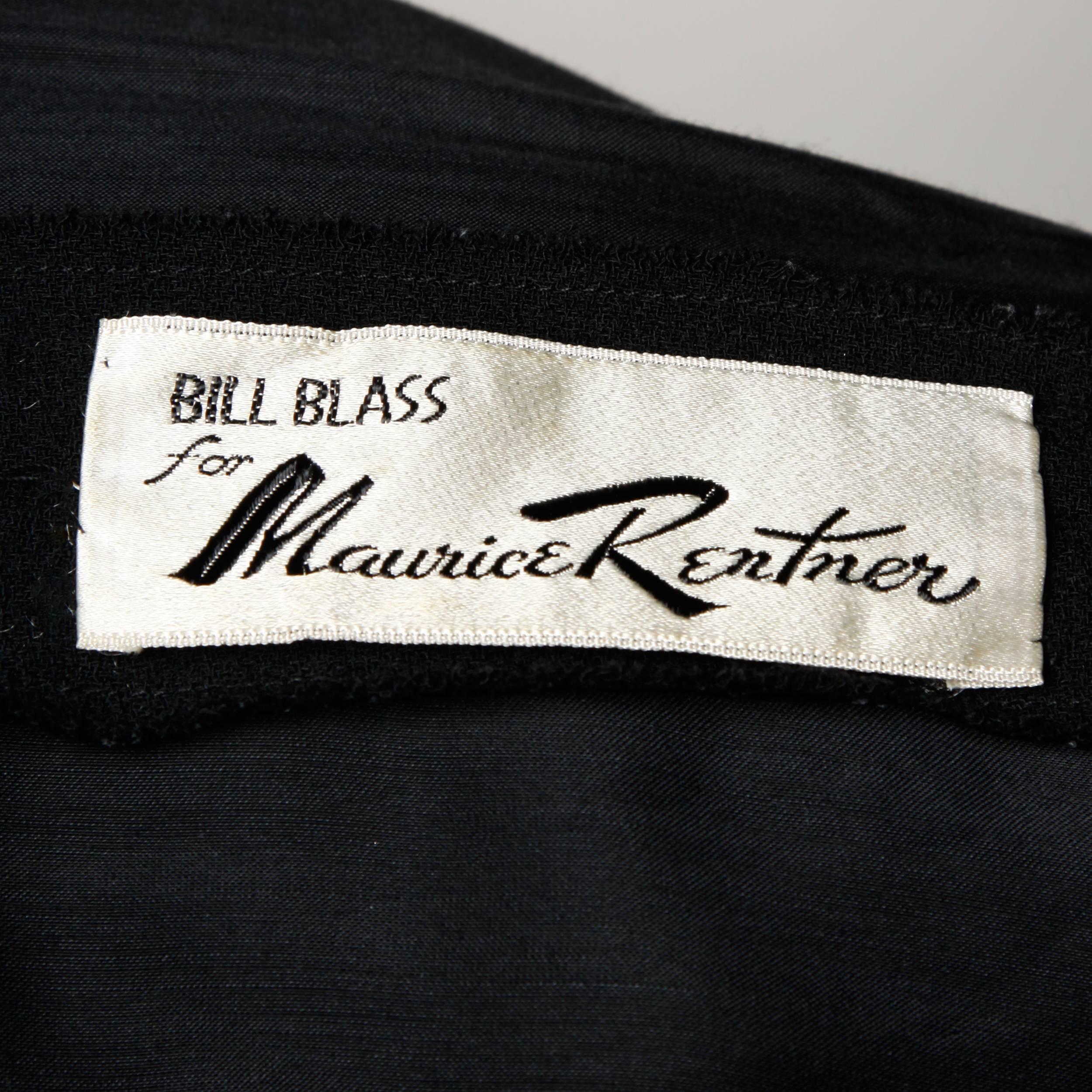 1960er Bill Blass für Maurice Rentner Vintage Schwarzes One-Shoulder-Cocktailkleid Damen im Angebot