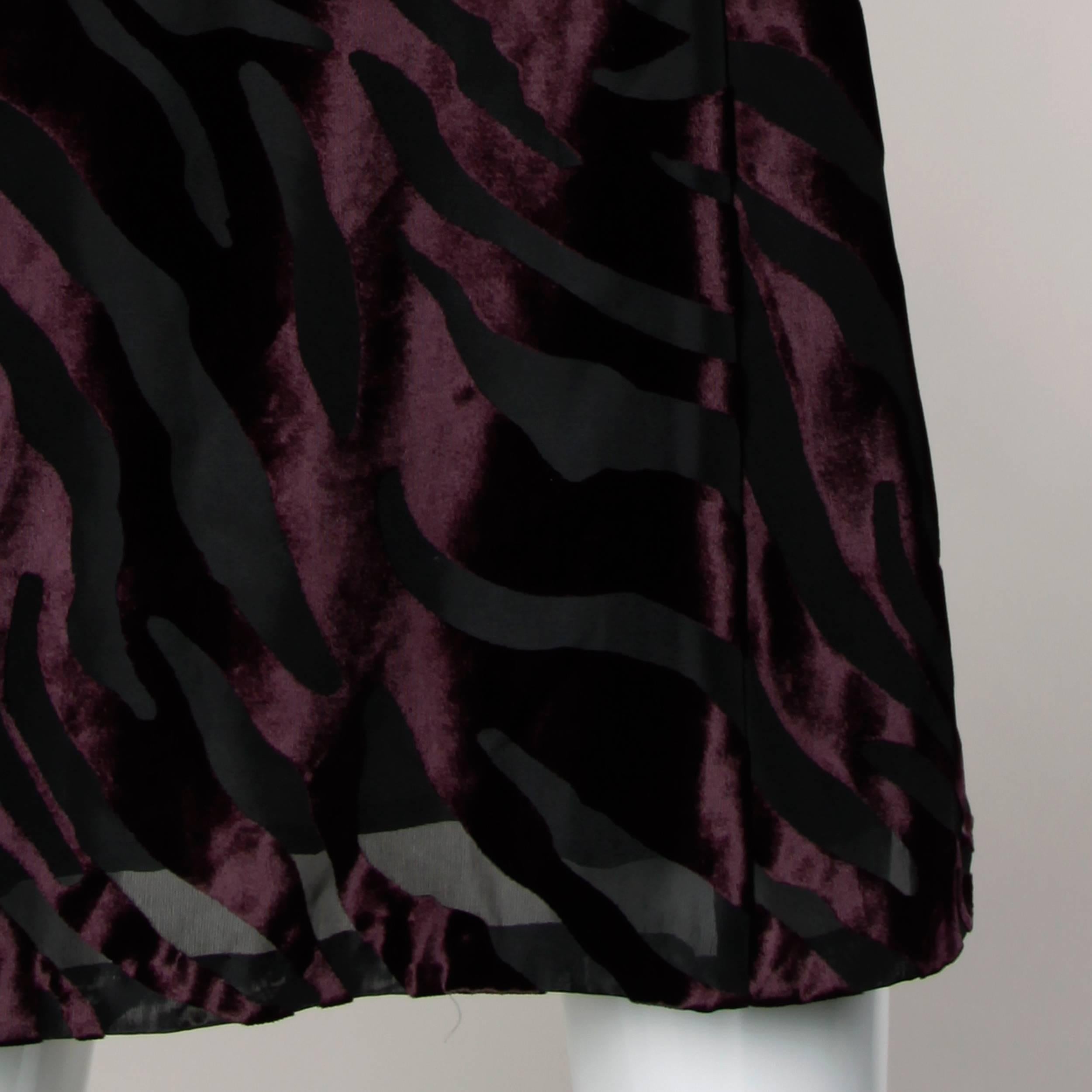 Women's Byblos Vintage 90s Purple Burnout Velvet Animal Print Dress