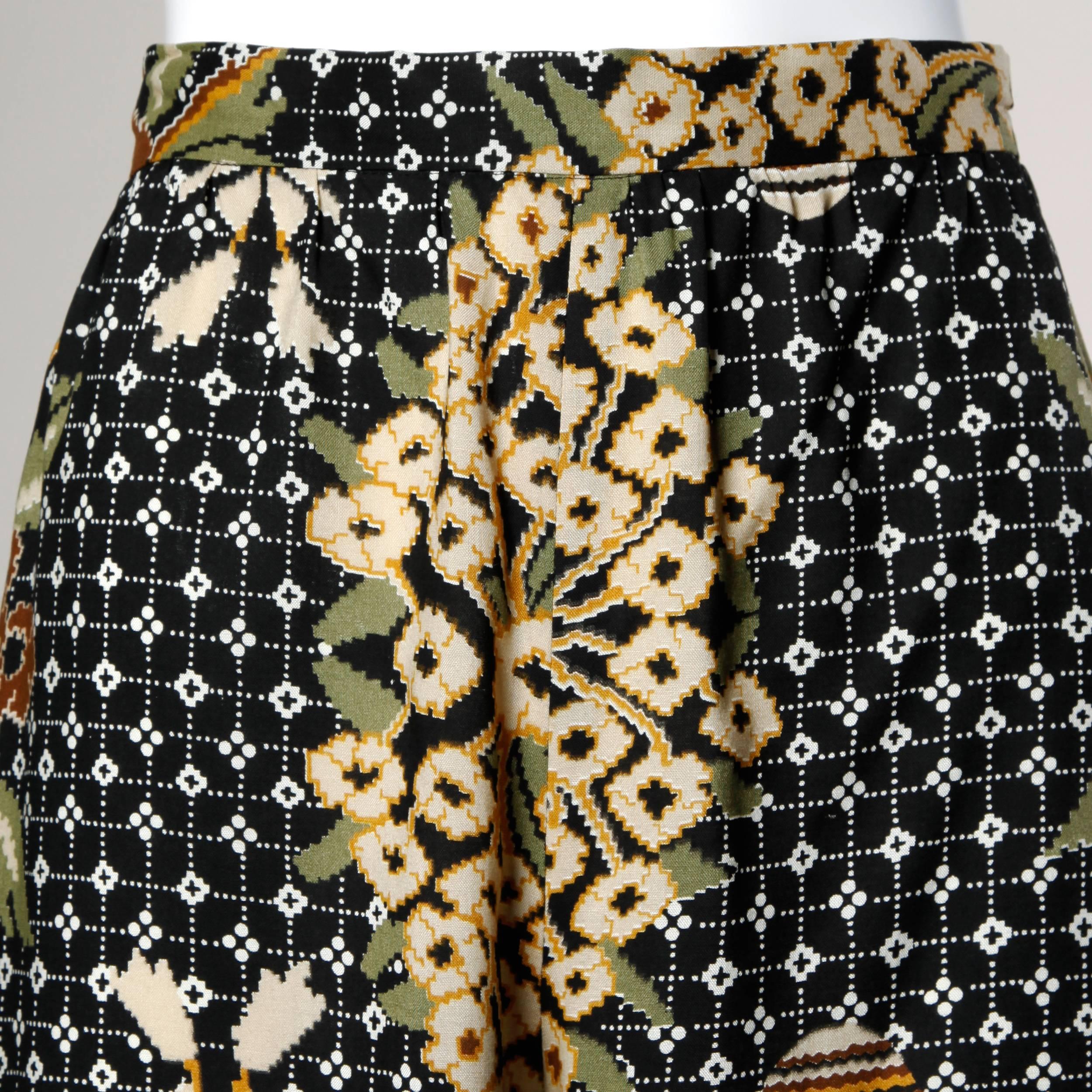1970s Rizkallah for Don Friese Vintage Boho Print Wide Leg Palazzo Pants In Excellent Condition In Sparks, NV