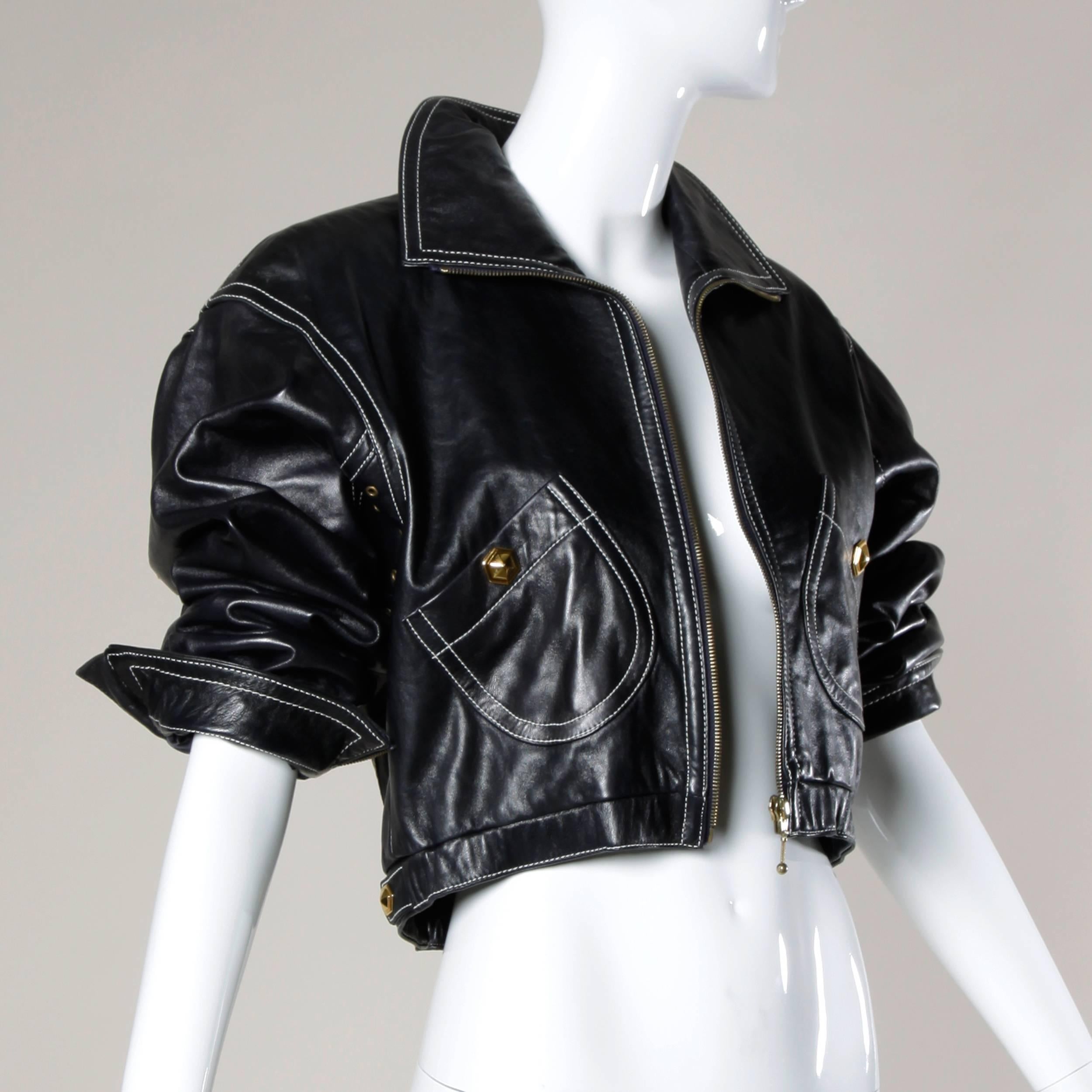 Escada Vintage Buttery Black Leather Jacket In Excellent Condition In Sparks, NV