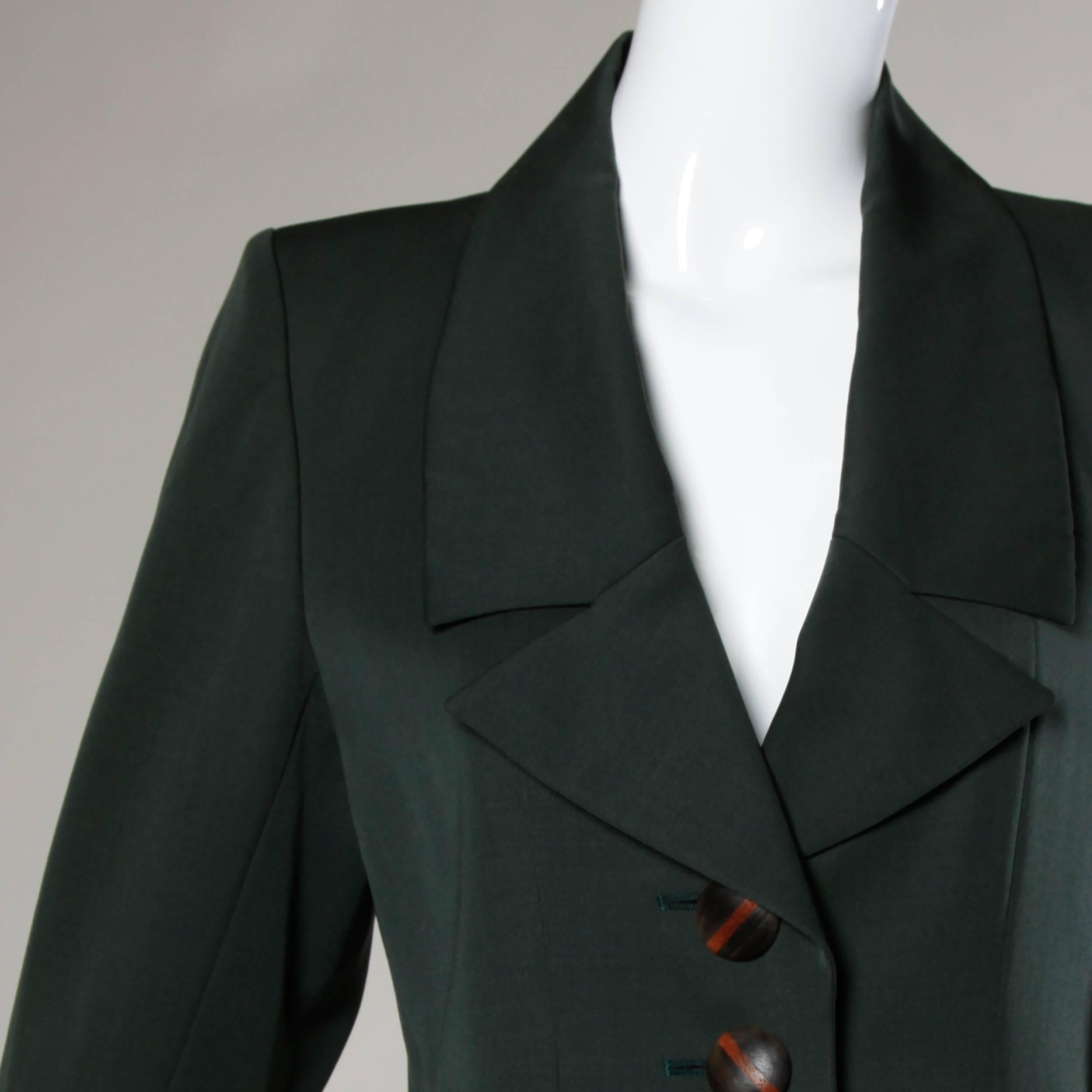 Yves Saint Laurent Rive Gauche YSL Vintage Dark Green Wool Blazer Jacket 2