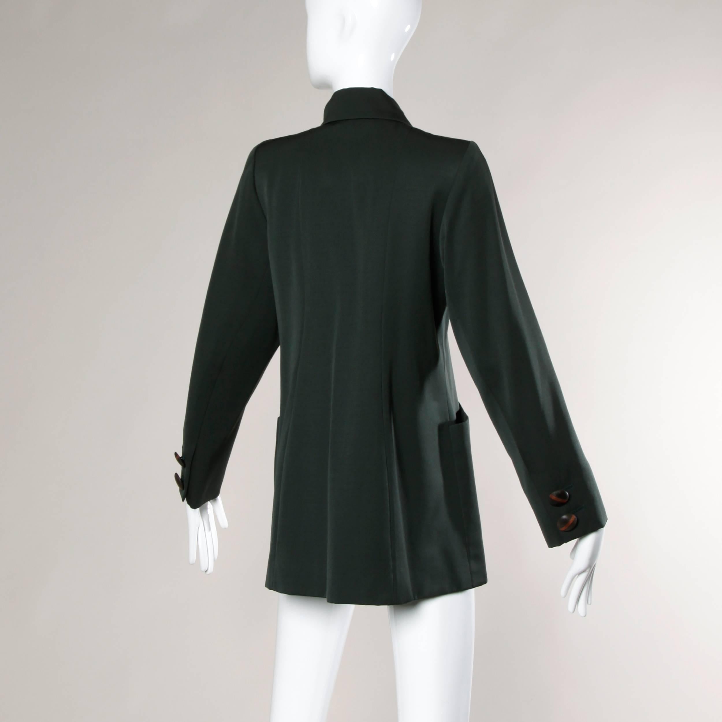 Yves Saint Laurent Rive Gauche YSL Vintage Dark Green Wool Blazer Jacket 3