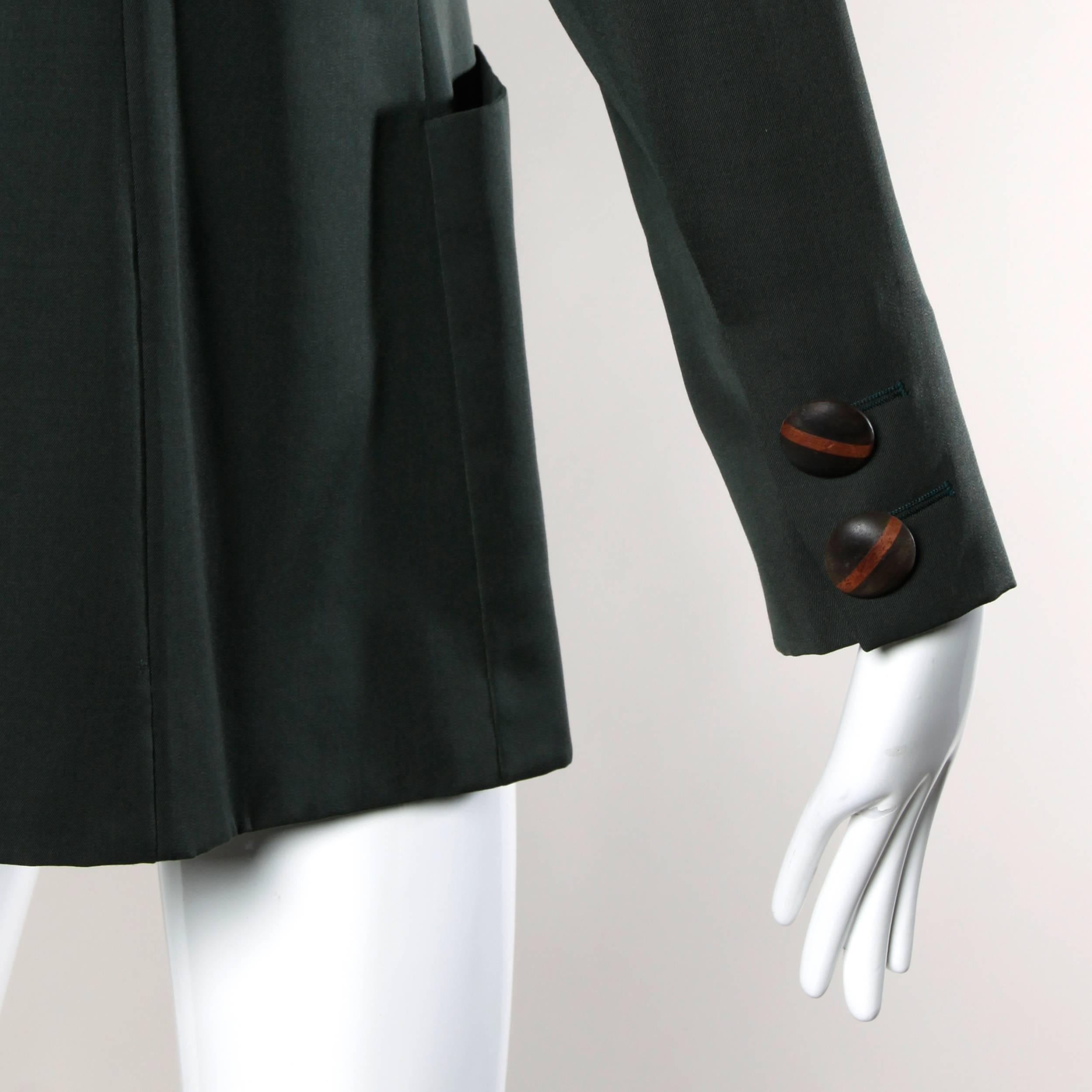 Yves Saint Laurent Rive Gauche YSL Vintage Dark Green Wool Blazer Jacket 4