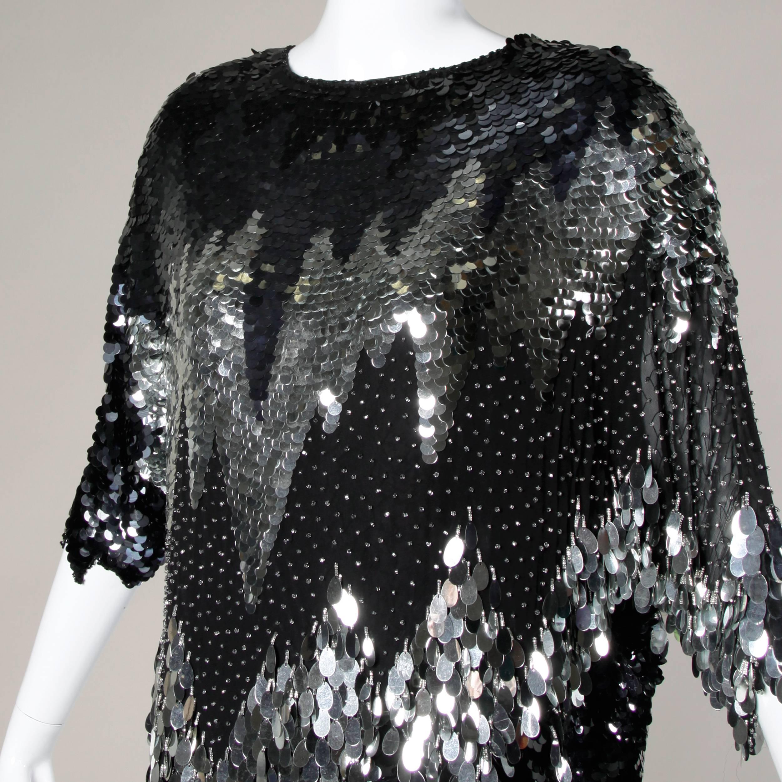 Flapper-Inspired Vintage Metallic Silk Beaded + Sequin Cocktail Dress ...