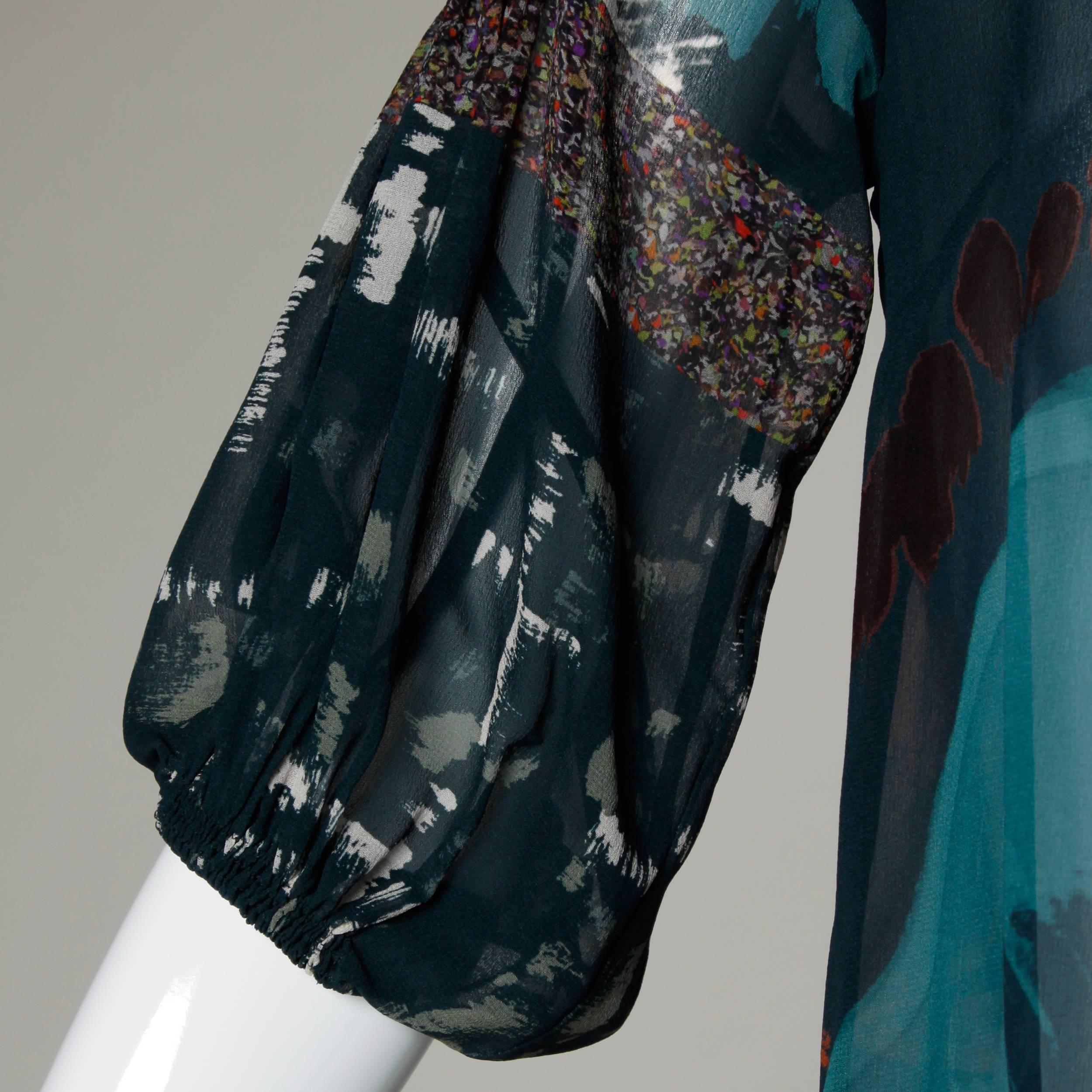 Women's Dries Van Noten Sheer Print Silk Top