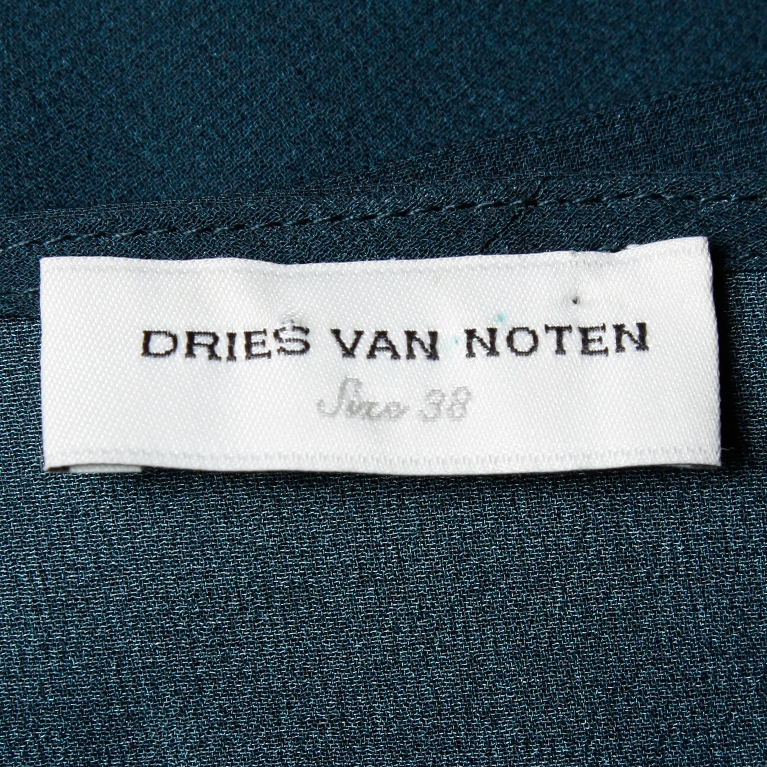 Dries Van Noten Sheer Print Silk Top In Excellent Condition In Sparks, NV