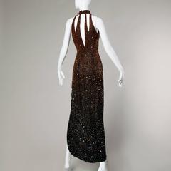 Naeem Khan Riazee Boutique Vintage Sequin + Beaded Ombre Silk Gown