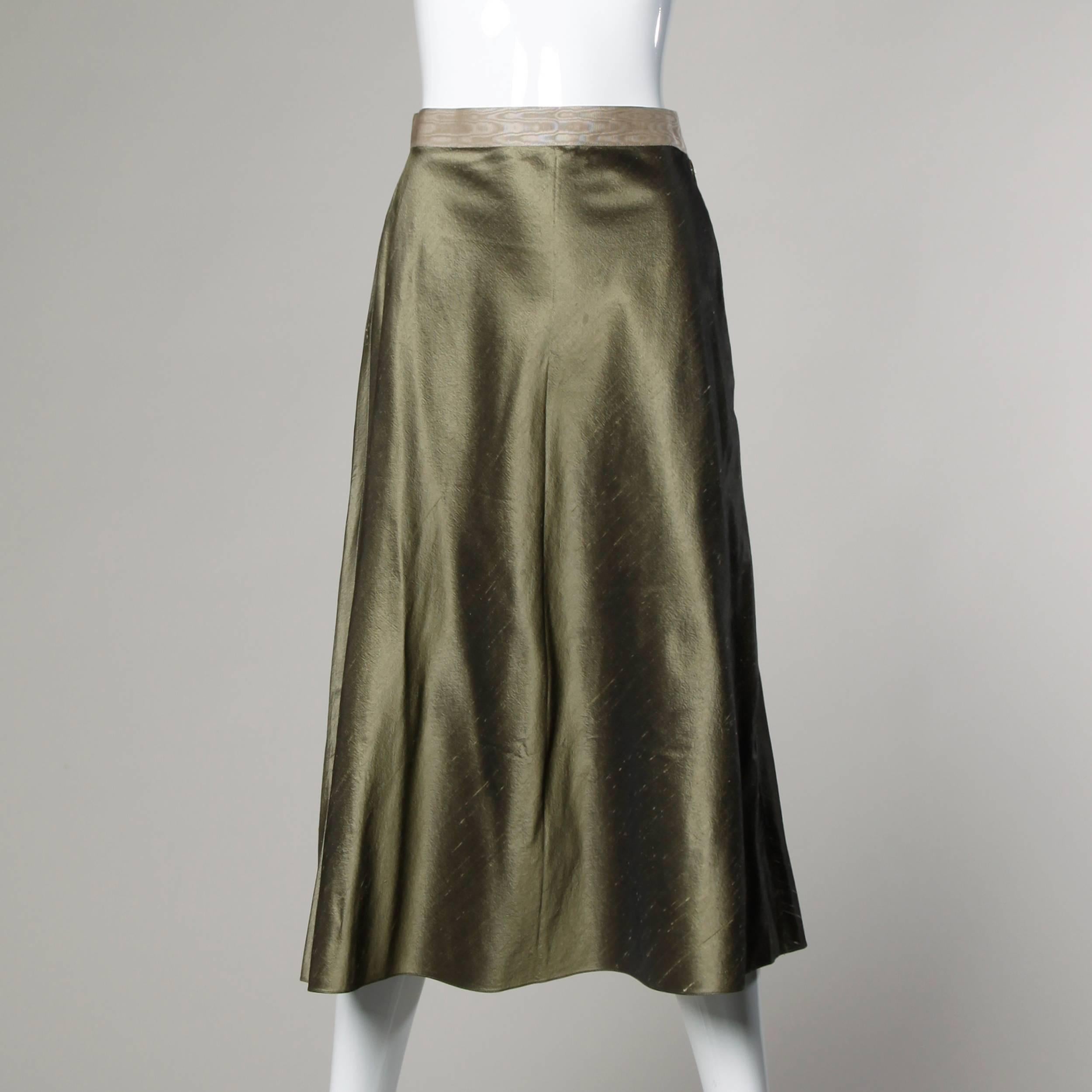 Chloe Avant Garde Olive Green Silk Jacket + Skirt Suit Ensemble 4