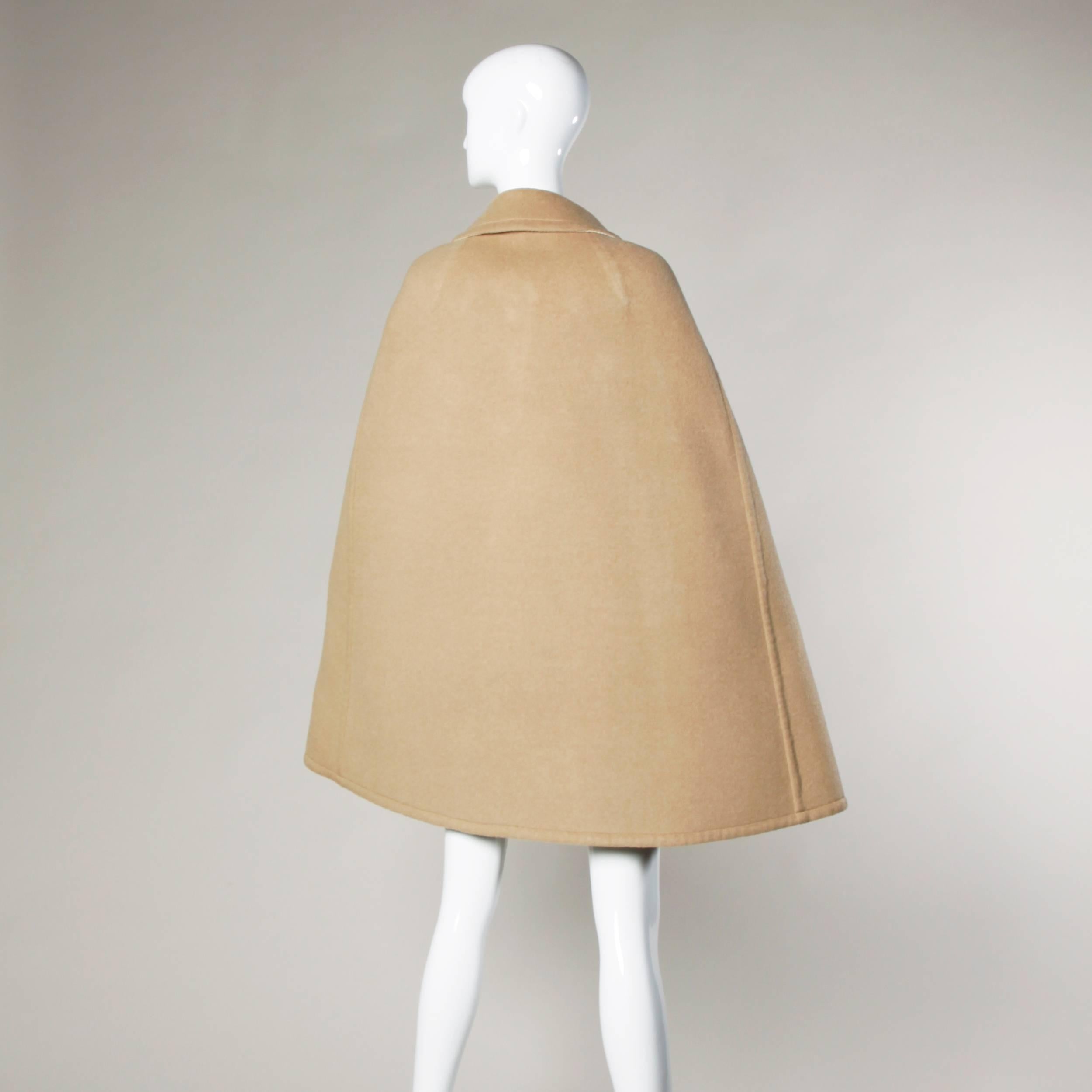 Women's Lord & Taylor Vintage 1970s Soft Cashmere + Wool Blend Camel Cape Coat