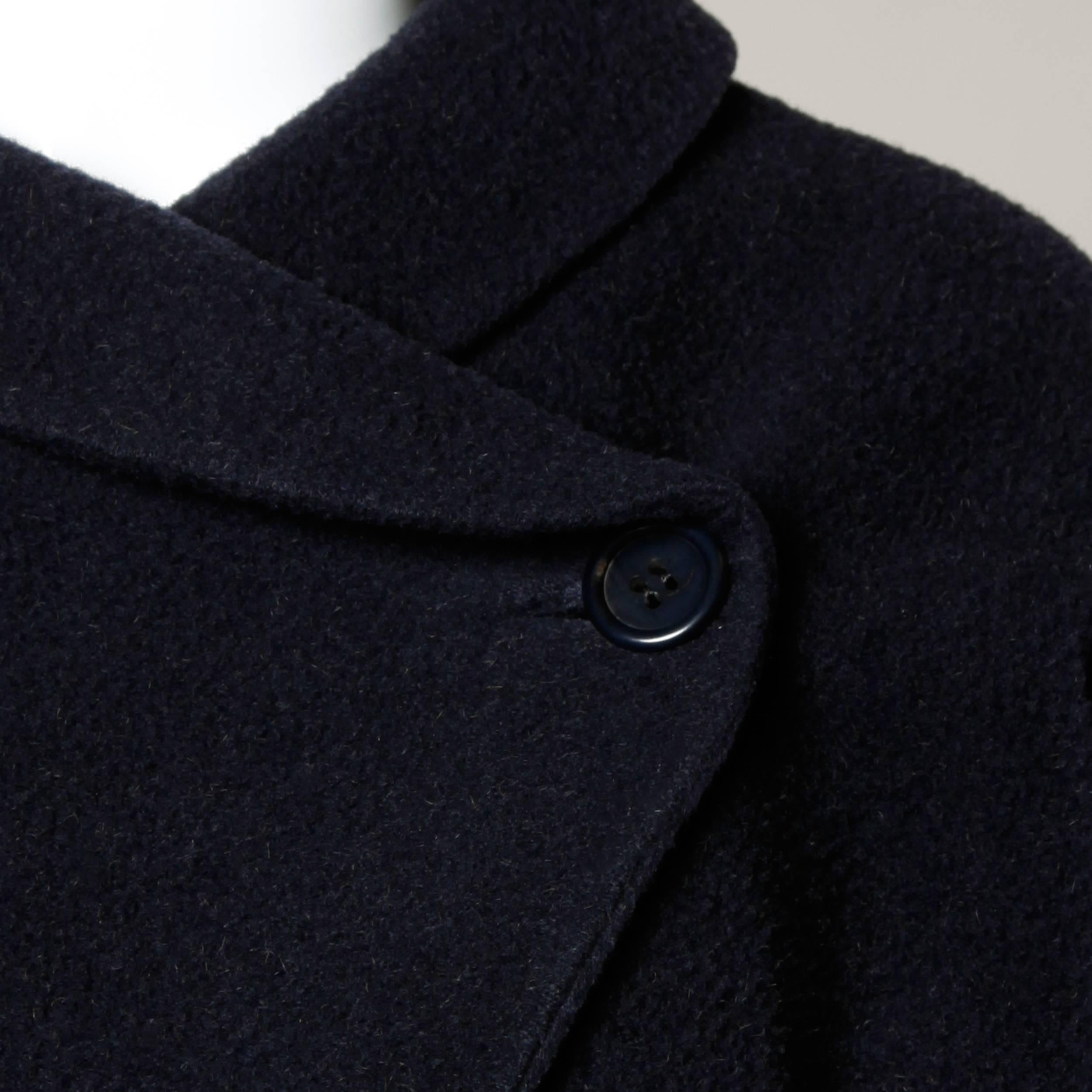 Rare Early Traina-Norell Label 1940s Navy Wool Swing Coat with a Massive Sweep 1