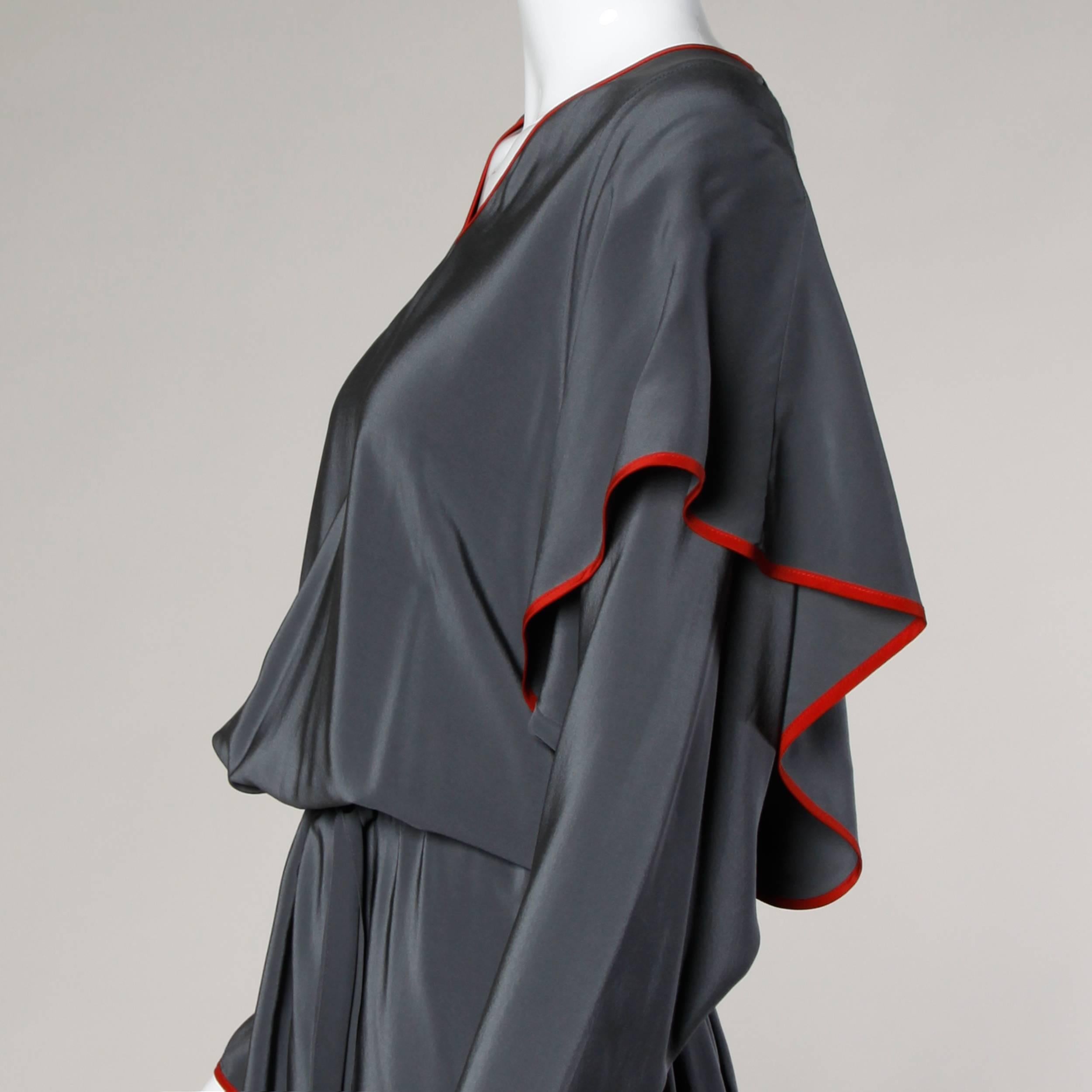 Black Convertible Guy Laroche Vintage Avant Garde Silk Dress with Detachable Sleeves For Sale