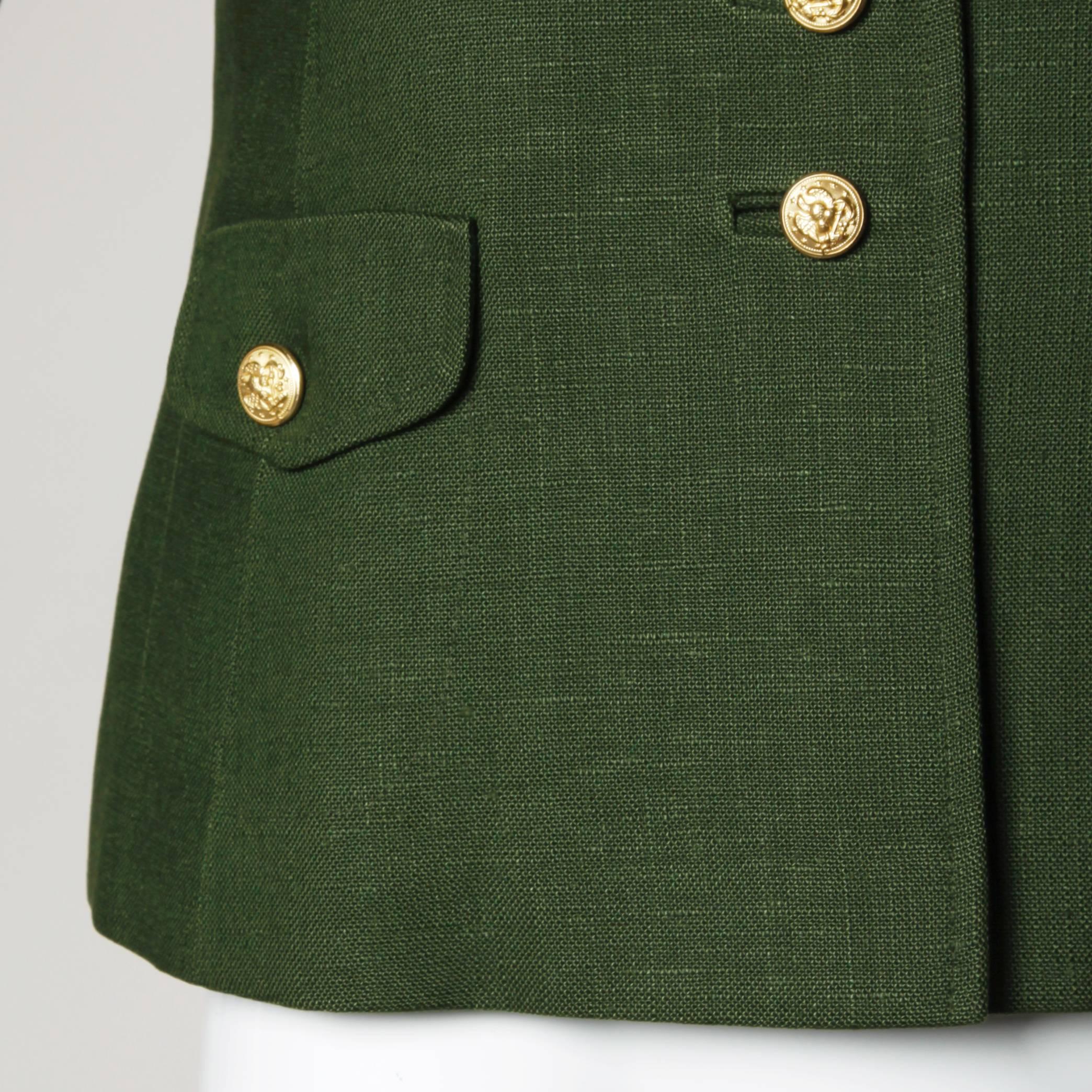 Black Bergdorf Goodman Vintage Olive Green Military Jacket