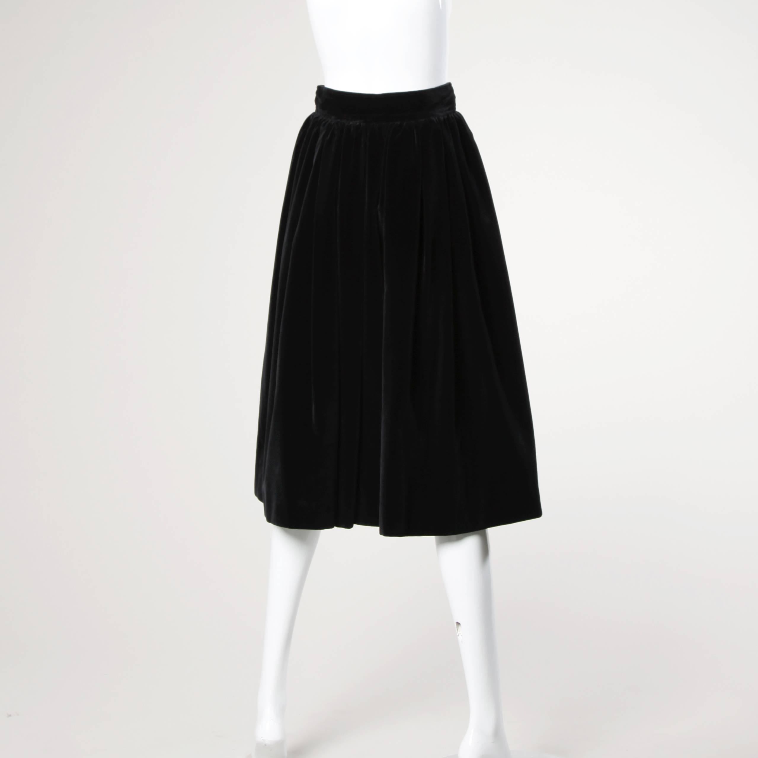 Yves Saint Laurent YSL Vintage 1970s Black Velvet Skirt 1