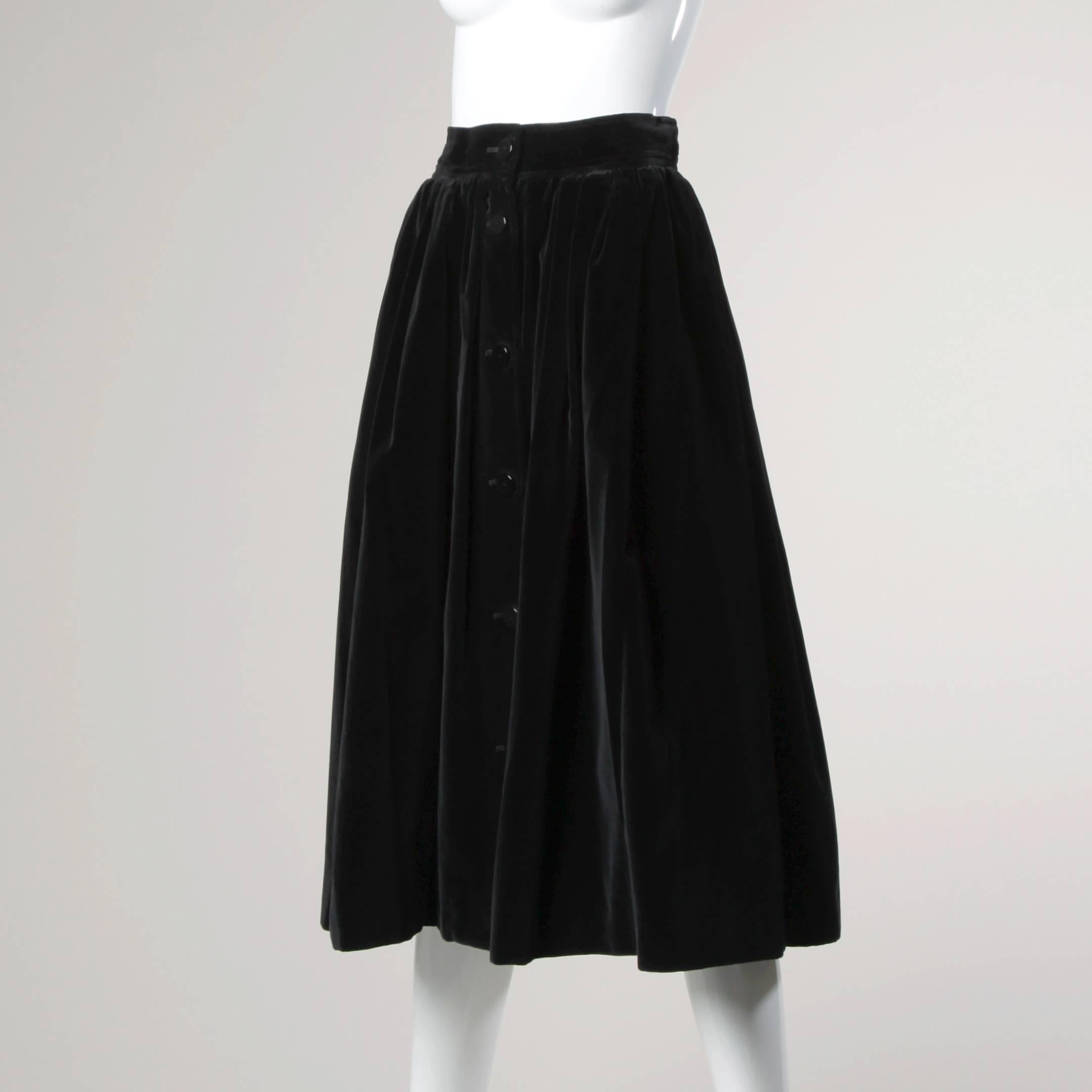 Yves Saint Laurent YSL Vintage 1970s Black Velvet Skirt 3