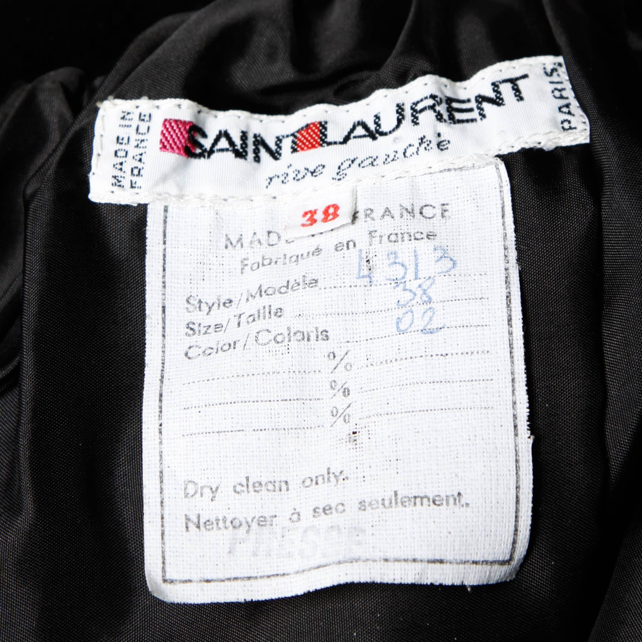 Women's Yves Saint Laurent YSL Vintage 1970s Black Velvet Skirt