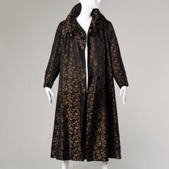 Monte Sano & Pruzan Vintage 1950s Silk Brocade Coat with a Bubble Hem