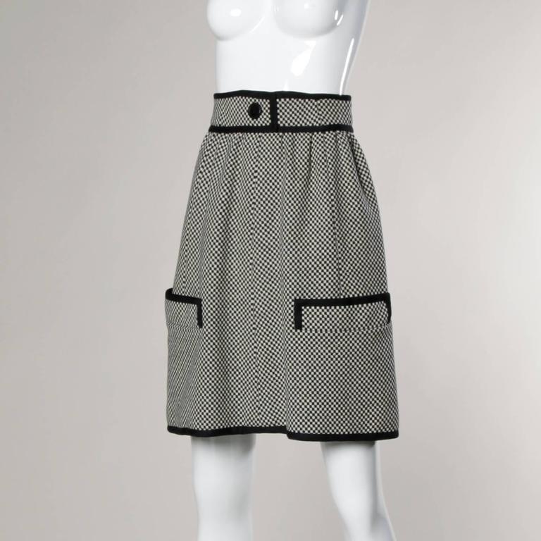 1960s Donald Brooks Vintage Black + White Checkered Skirt For Sale 2