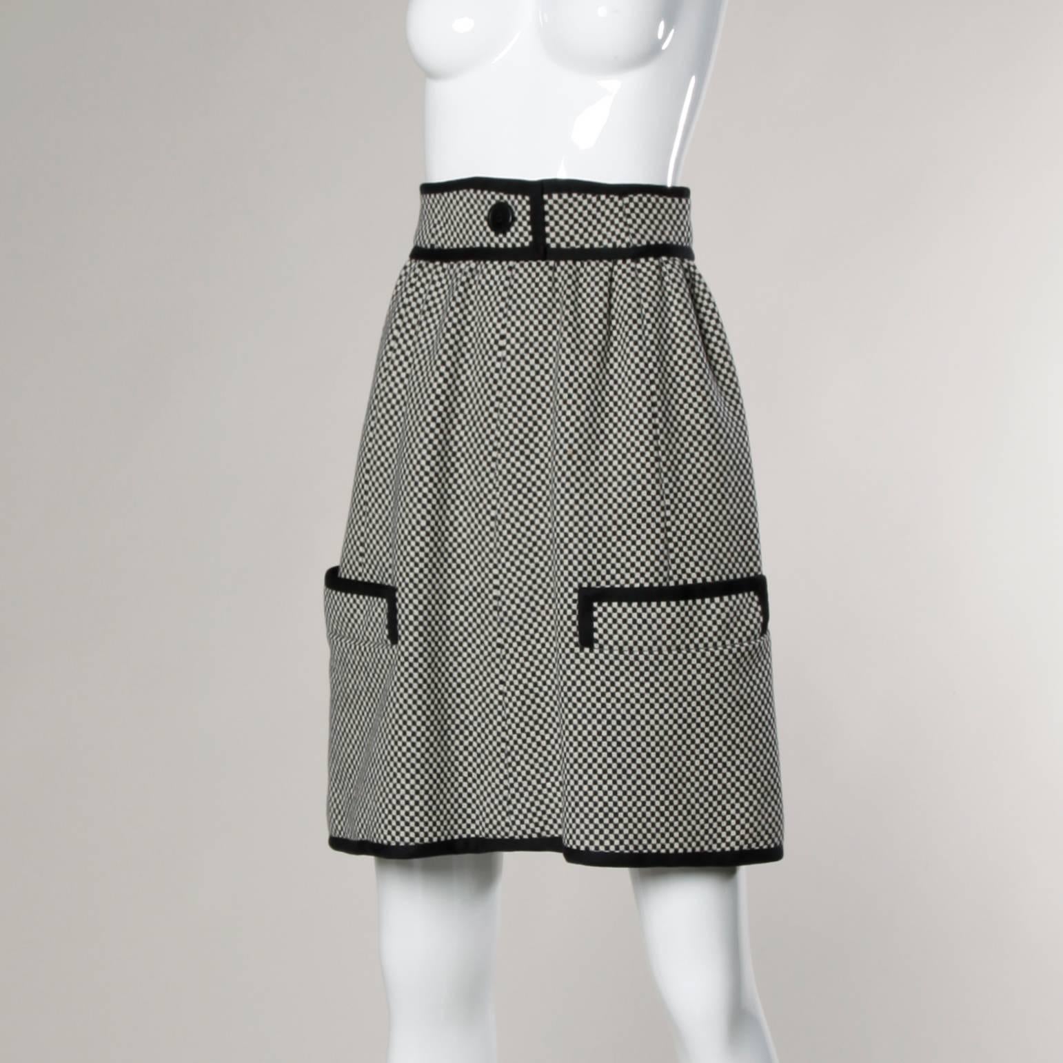 1960s Donald Brooks Vintage Black + White Checkered Skirt In Excellent Condition In Sparks, NV