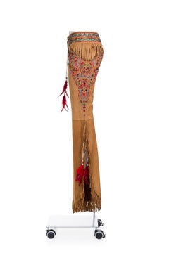 DOLCE & GABBANA SS 01 Extremely rare embroidered suede flared pants