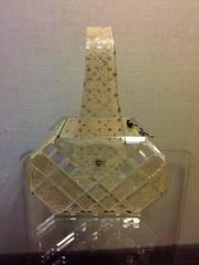 Interesting Octagonal Design Gold Lace And Carved Lucite Handbag