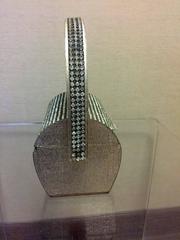 Stunning Wilardy Silver Lame Rhinestone Petite Lucite Handbag