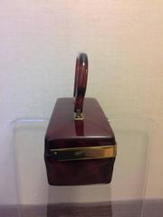 Deep Caramel Goldtone Trimmed Lucite Handbag by Dorset-Rex