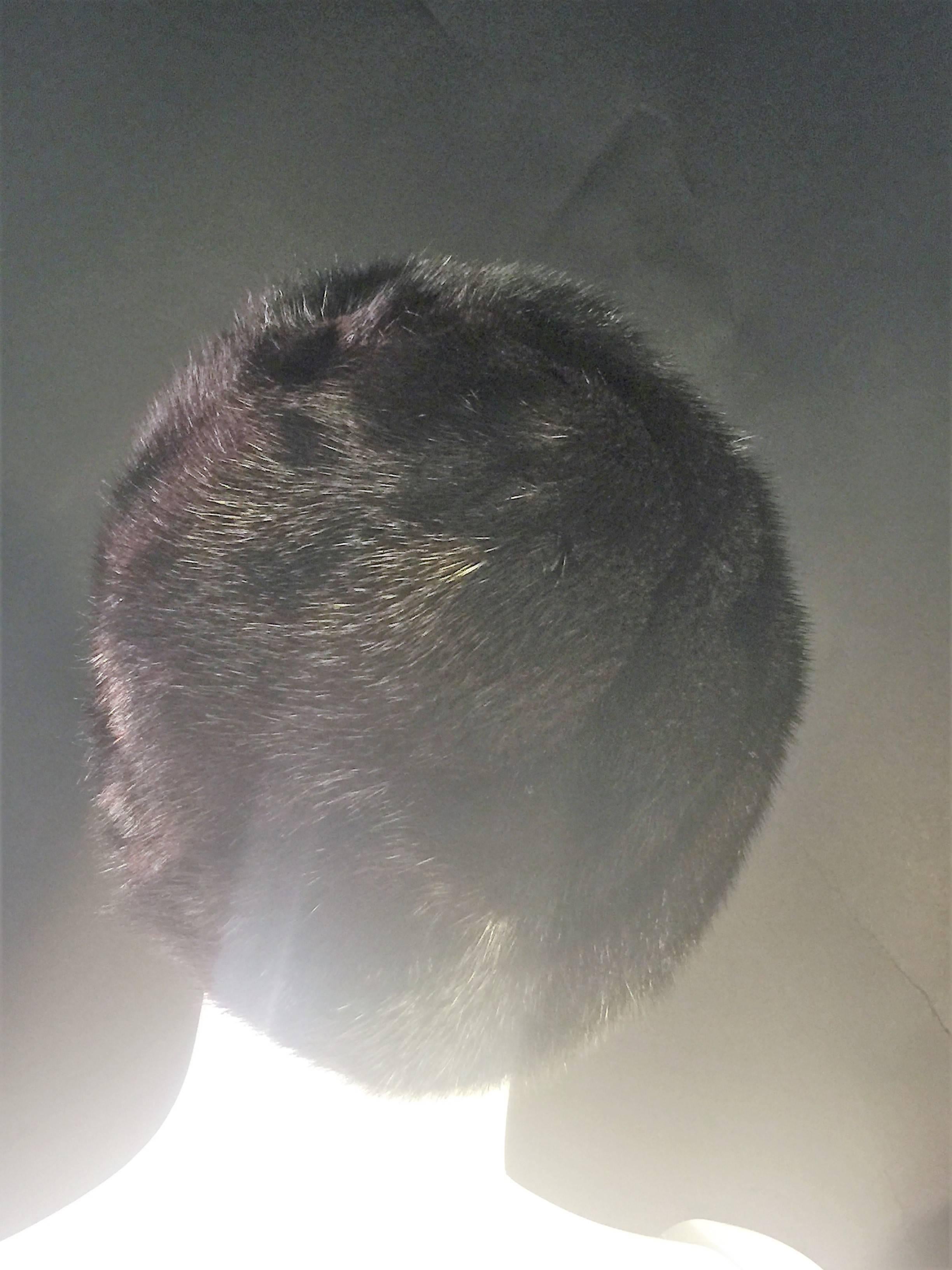 1950's Deep Brown Mink Hat In Excellent Condition For Sale In New York, NY