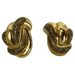 Vintage Art Deco Gold Tone Stud  Earrings