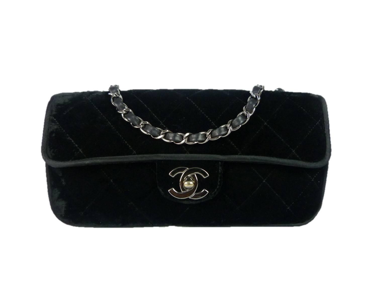 Chanel Black Velvet Crossbody Bag 2