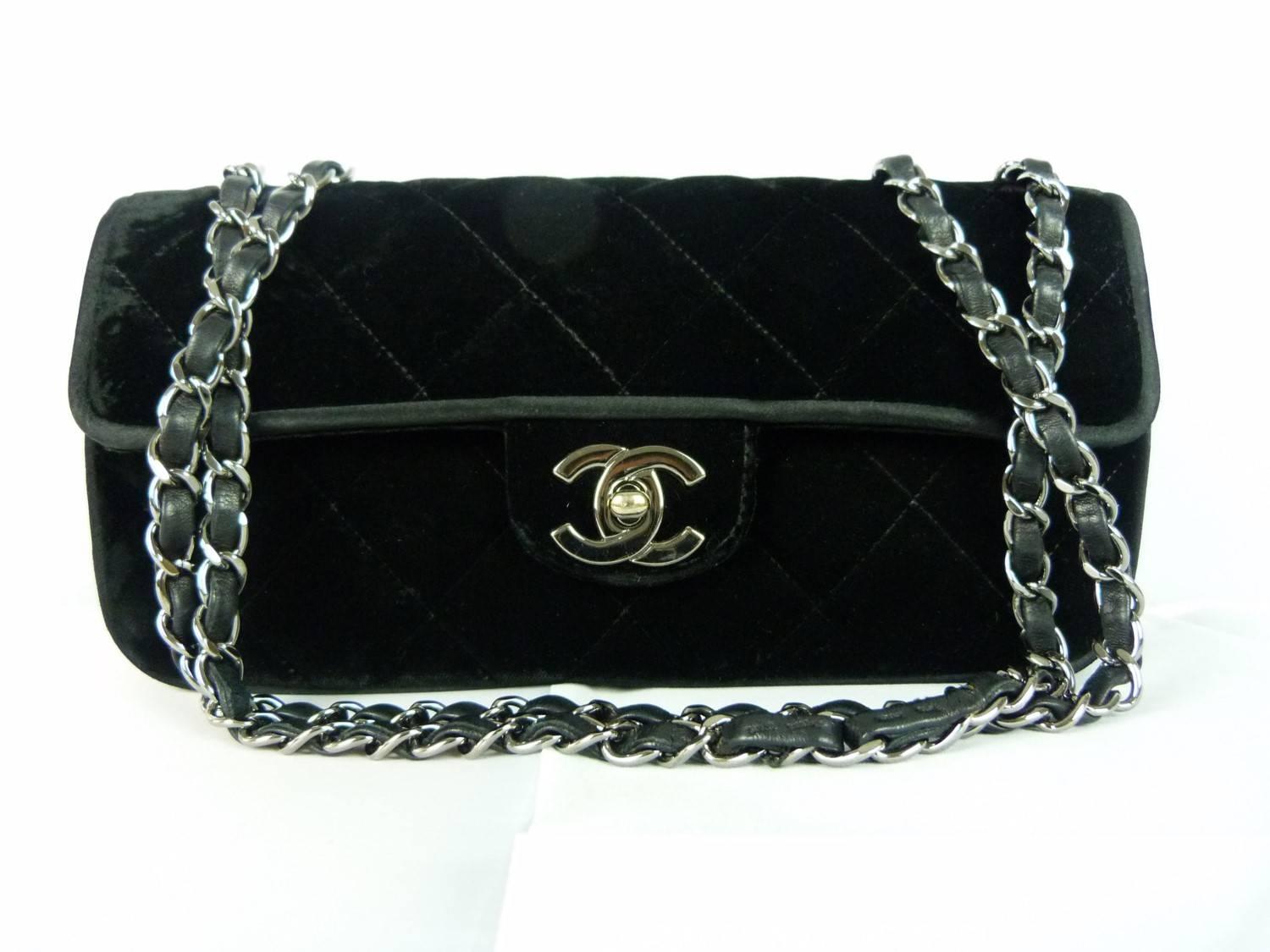Chanel Black Velvet Crossbody Bag 3