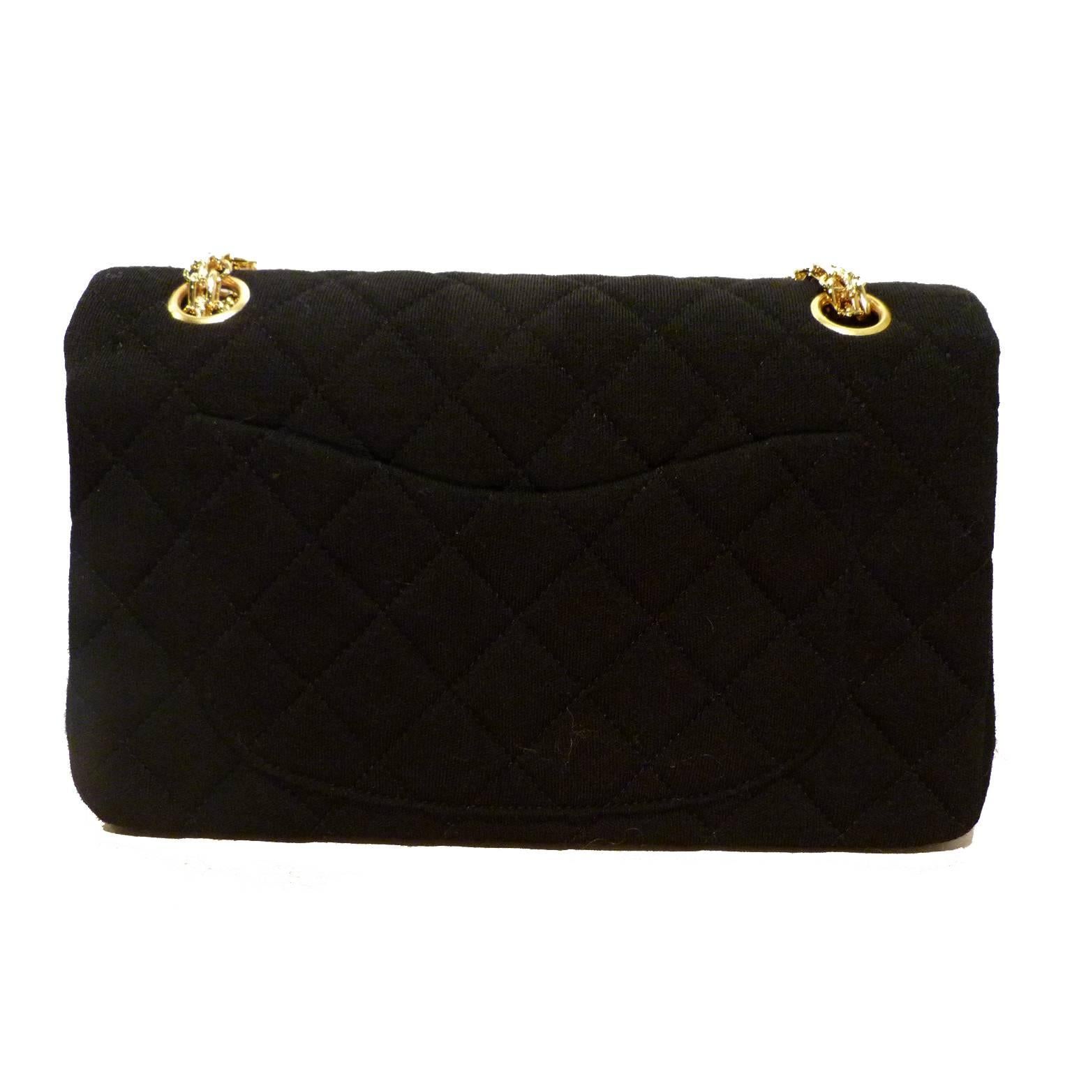 Chanel Timeless Black Jersey Crossbody Bag In Excellent Condition In Castries, FR