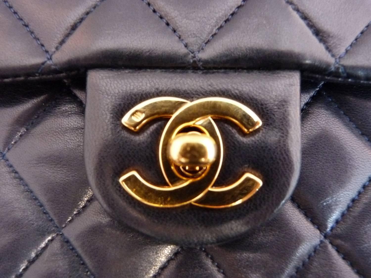 Chanel Blue Leather Timeless Crossbody Bag 2