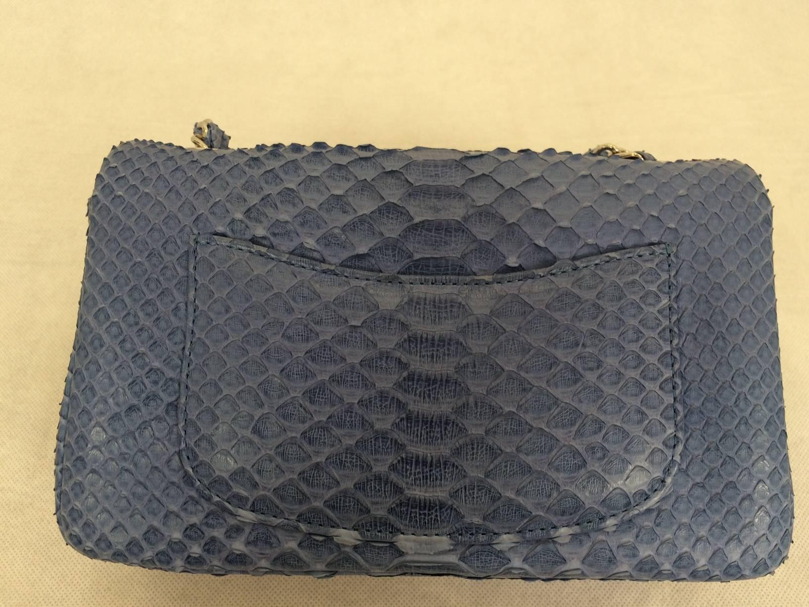 Gray Chanel Mini Powder Blue Python Crossbody Bag For Sale
