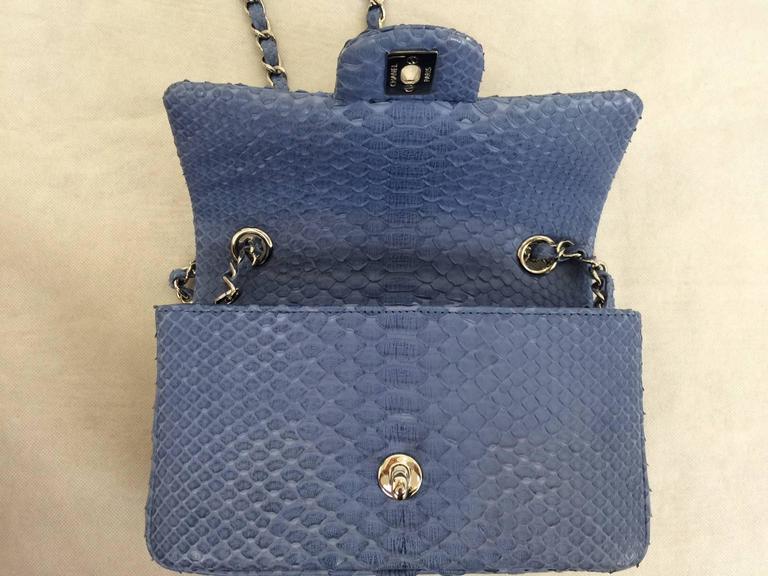 Chanel Mini Powder Blue Python Crossbody Bag For Sale at 1stDibs