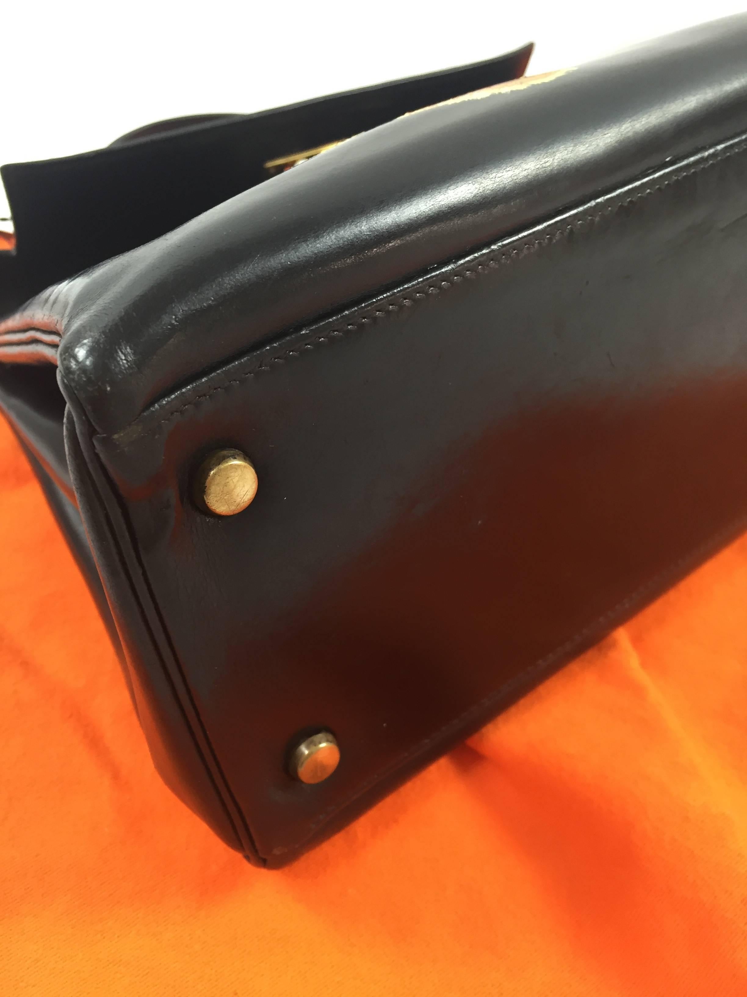Kelly 28 Schwarze Box-Tasche von Hermès 2