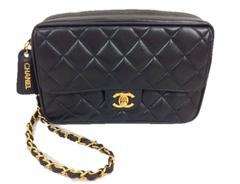 Vintage Chanel Black Leather Camera Bag