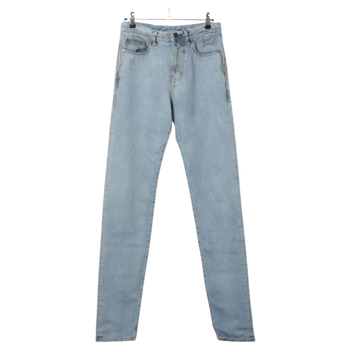 Saint Laurent Paris Denim Jeans en coton Light Blue en vente