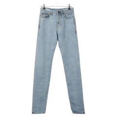 Saint Laurent Paris Jeans in cotone e denim blu chiaro