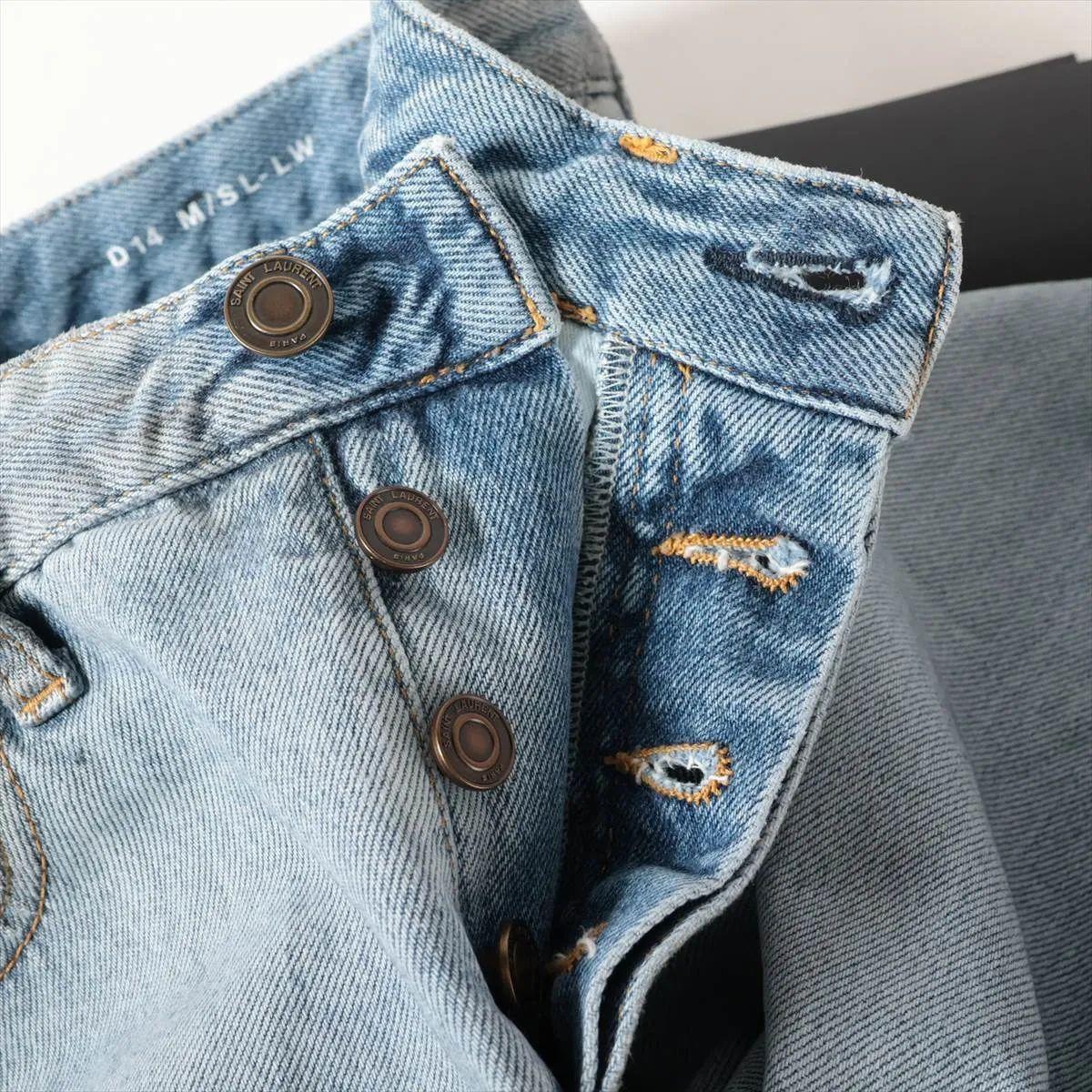 Saint Laurent Paris Denim Jeans en coton Light Blue Bon état - En vente à Humacao, PR