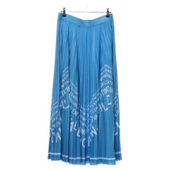 Valentino Garavani Valentino Chevron Polyester Pleated Skirt Blue