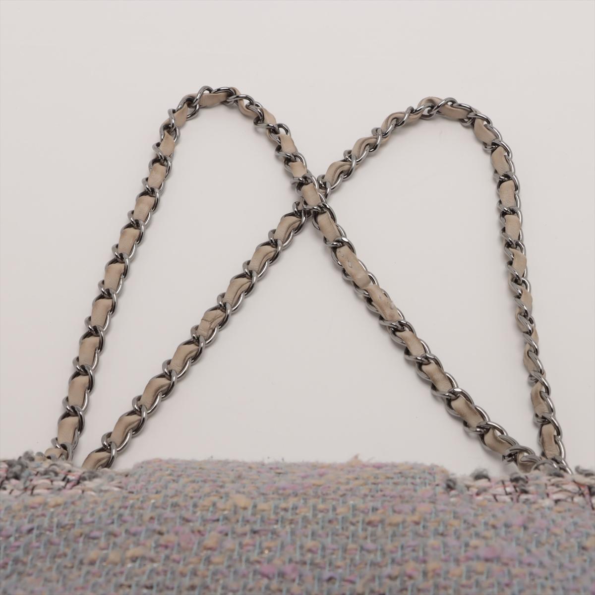 Chanel CC Logo Tweed Chain Shoulder Bag Gray * PREORDER * (commande préalable) en vente 3