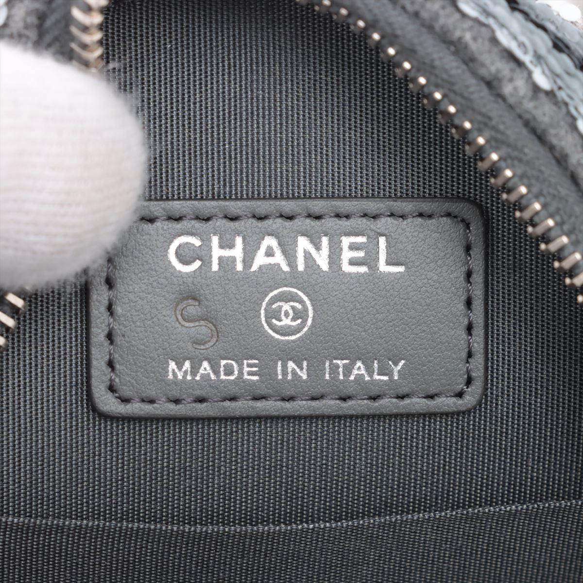 Chanel CC Logo Paillettes x Chaîne en laine Sac à bandoulière rond Gris * PRÉCOURS * en vente 5