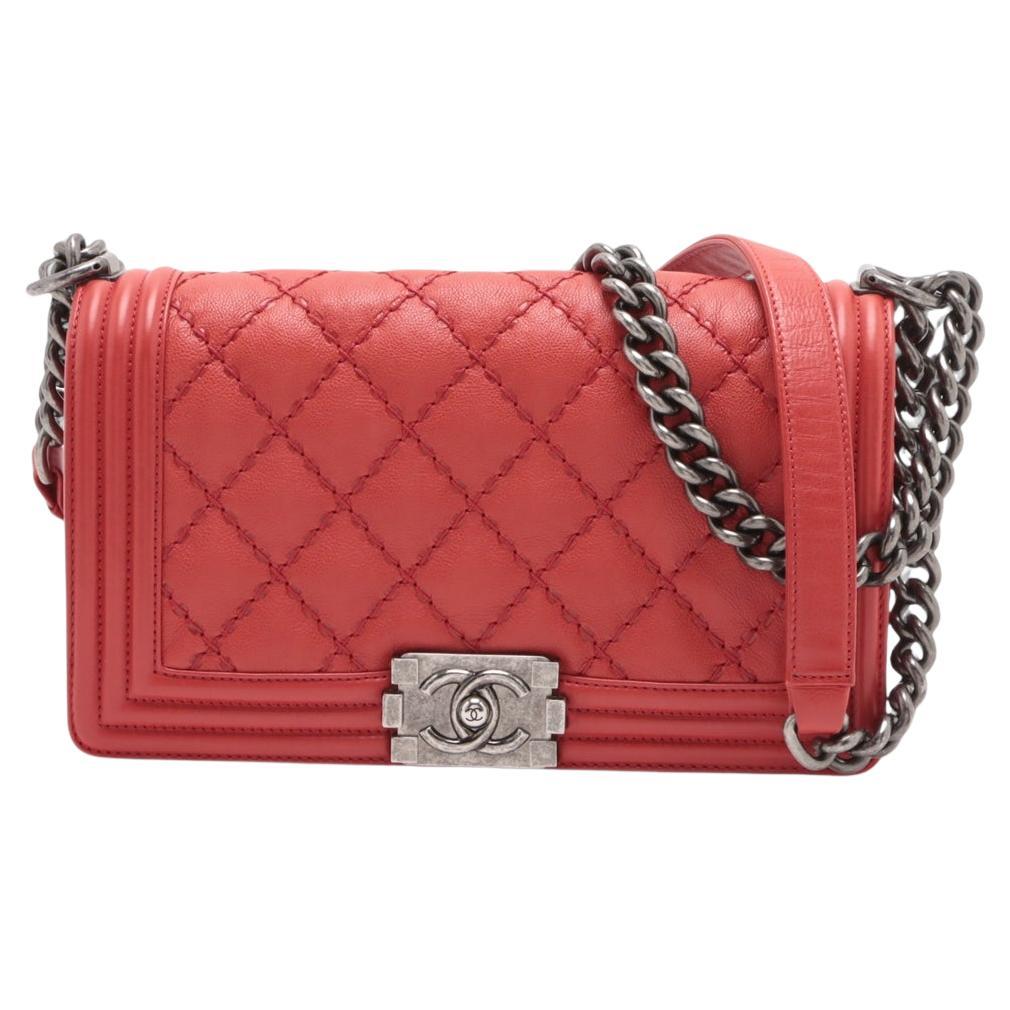 Chanel Boy Chanel 25 Matelasse in pelle con catena Borsa a spalla rossa * PREORDINE *
