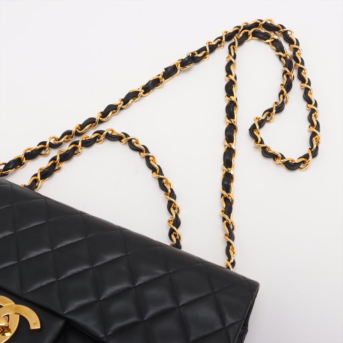 Chanel CC Logo Matelasse 34 Maxi Lambskin Single Flap Double Chain Shoulder Bag en vente 3