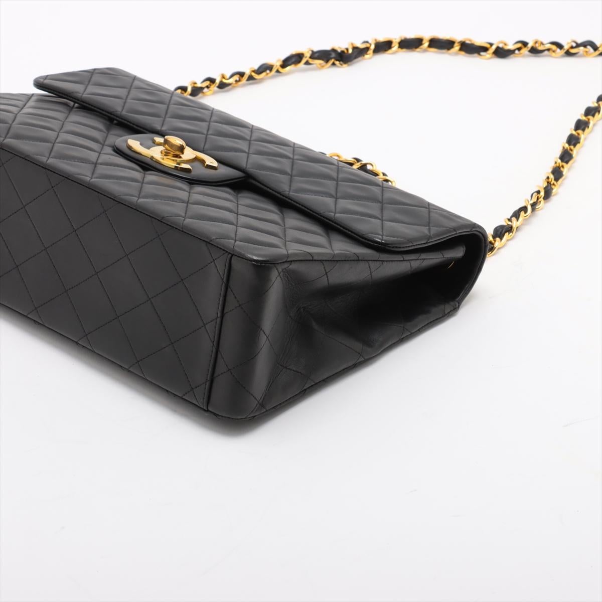 Chanel CC Logo Matelasse 34 Maxi Lambskin Single Flap Double Chain Shoulder Bag Bon état - En vente à Humacao, PR