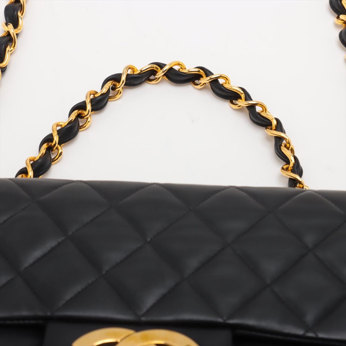 Chanel CC Logo Matelasse 34 Maxi Lambskin Single Flap Double Chain Shoulder Bag en vente 2