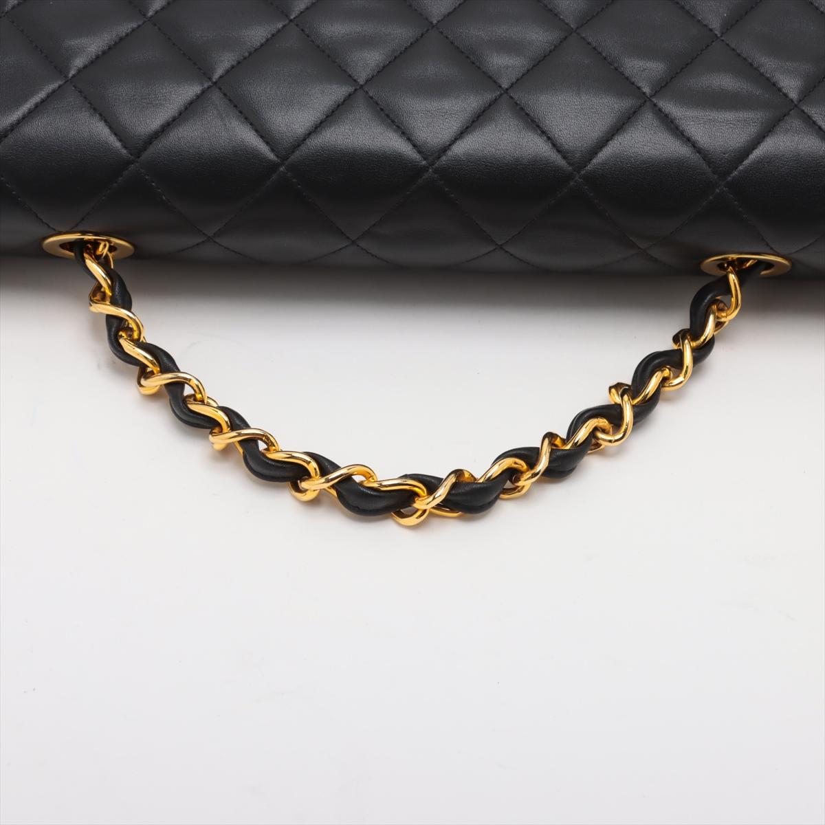 Chanel CC Logo Matelasse 34 Maxi Lambskin Single Flap Double Chain Shoulder Bag en vente 1