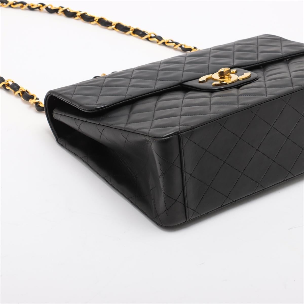 Chanel CC Logo Matelasse 34 Maxi Lambskin Single Flap Double Chain Shoulder Bag Pour femmes en vente