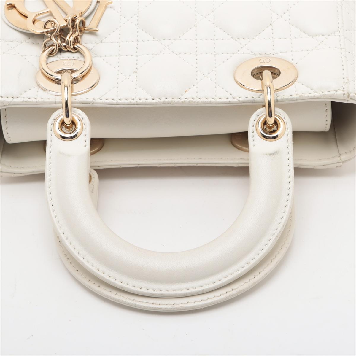 Christian Dior Sac à main en cuir Cannage My Lady White * PRECOURS * en vente 2